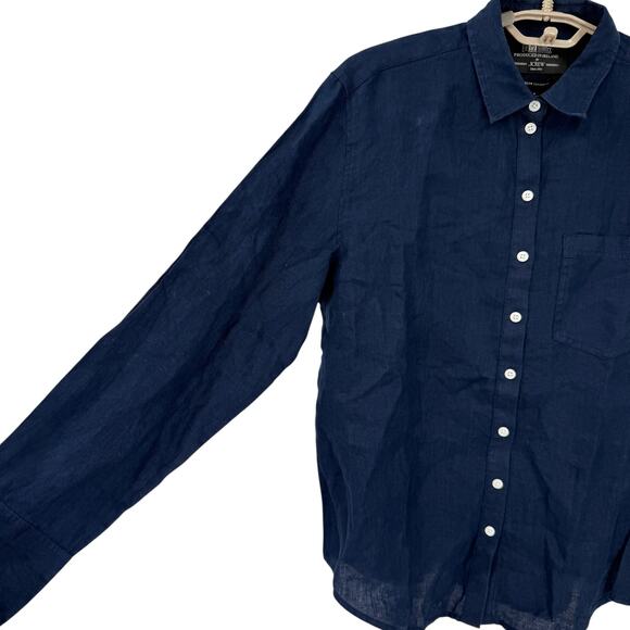 Baird McNutt J Crew Garçon Classic Shirt Irish linen Button Down Navy Size 6 NWT - Picture 4 of 8